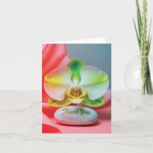 Serene Orchid Flower with "Thank You" Text Holiday Card