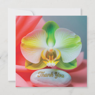 Serene Orchid Flower with "Thank You" Text Holiday Card