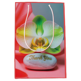 Serene Orchid Flower with "Thank You" Text Medium Gift Bag