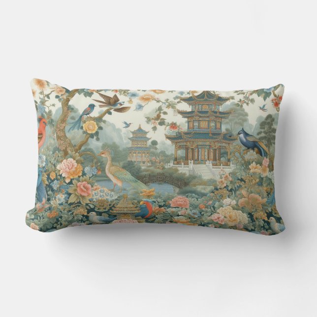 Serene Pagoda Gardens Lumbar Cushion (Front)