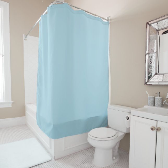 Serene Pale Blue Curtain with Fresh Bathroom Style (In Situ)