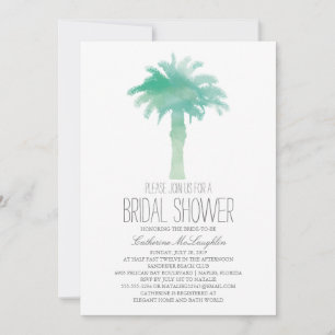 Serene Palm Tree Watercolor   Bridal Shower Invitation