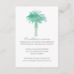 Serene Palm Tree Watercolor Reception Invitation