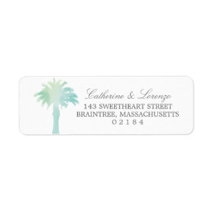 Serene Palm Tree Watercolor   Return Address Label