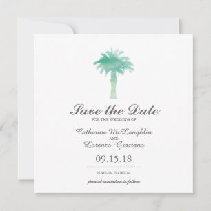 Serene Palm Tree Watercolor Save the Date