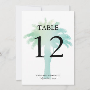 Serene Palm Tree Watercolor Table Number