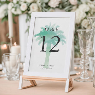 Serene Palm Tree Watercolor   Table Number