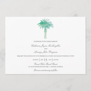 Serene Palm Tree Watercolor Wedding Invitation