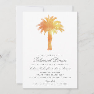 Serene Palm Tree Watercolor Wedding Rehearsal Invitation