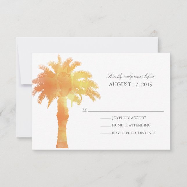 Serene Palm Tree Watercolor  | Wedding RSVP (Front)