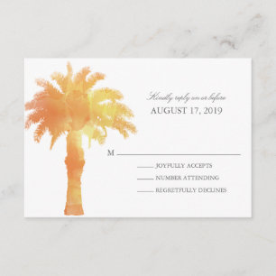 Serene Palm Tree Watercolor Wedding RSVP Card