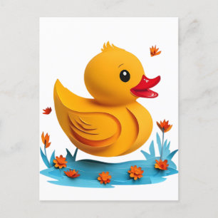 Serene Papercut Rubber Duck Postcard
