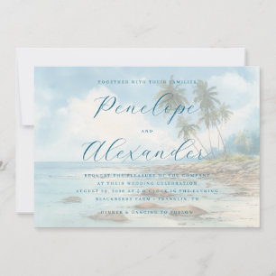 Serene Pastel Beach Scene Invitation