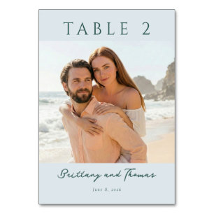 Serene Pastel Minimalist Photo Table Number