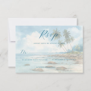 Serene Pastel Watercolor Beach Scene RSVP Card
