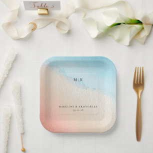 Serene Pastel Watercolor Gradient Paper Plate