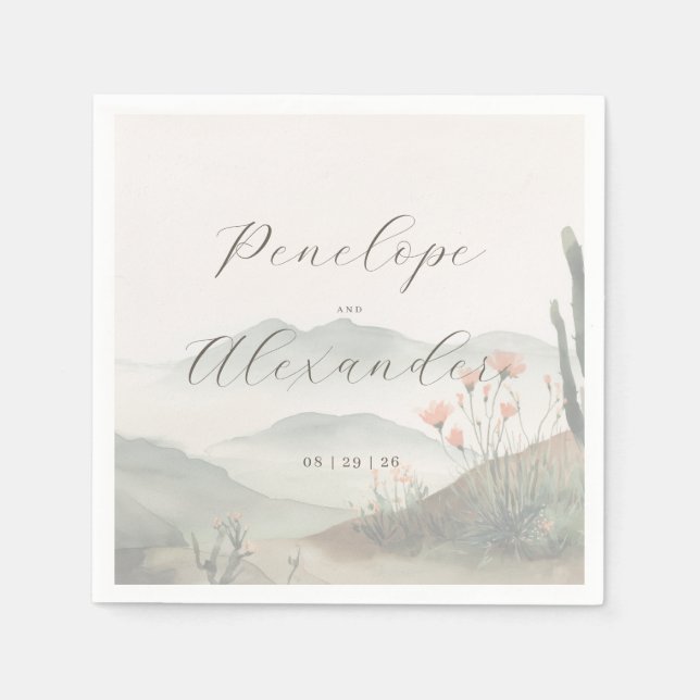 Serene Pastel Watercolor Landscape Napkin (Front)