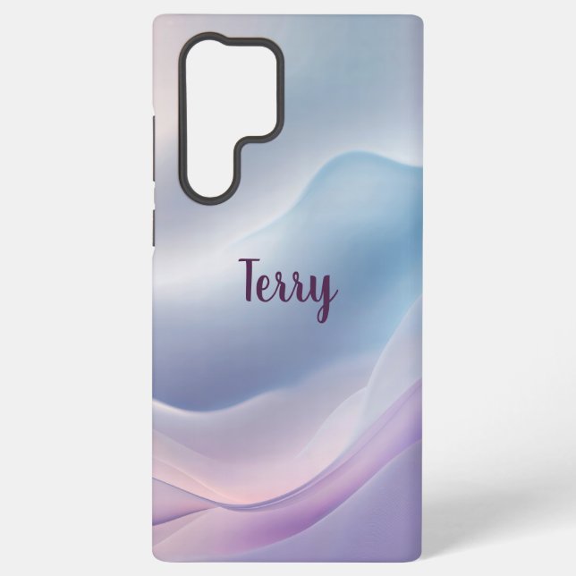 Serene Pastel Waves Abstract Minimalist Fluid Art Samsung Galaxy S22 Ultra Case (Back)