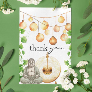 Serene   Peaceful   Budha Statue and Greenery Thank You Card