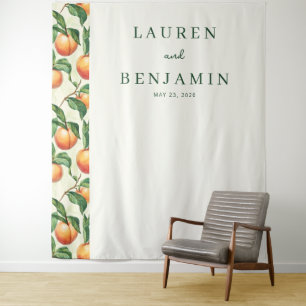 Serene Peach Botanical Illustration Tapestry