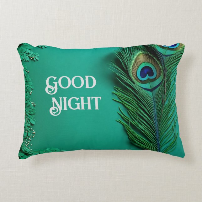 Serene Peacock Good Night Pillows (Front)