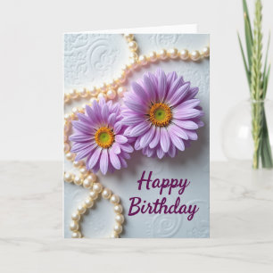 Serene Pearl Blossom Birthday Card