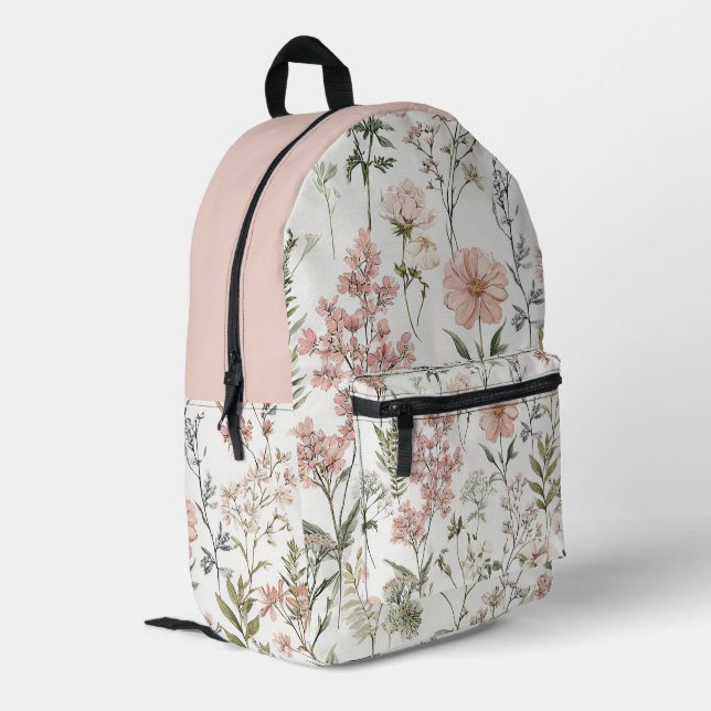Serene Petals Printed Backpack (Back Corner Left)