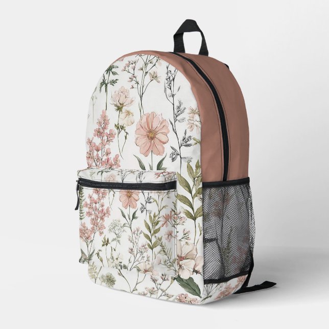 Serene Petals Printed Backpack (Back Corner Right)