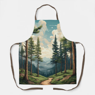 Serene Pine Forest Path Design Apron