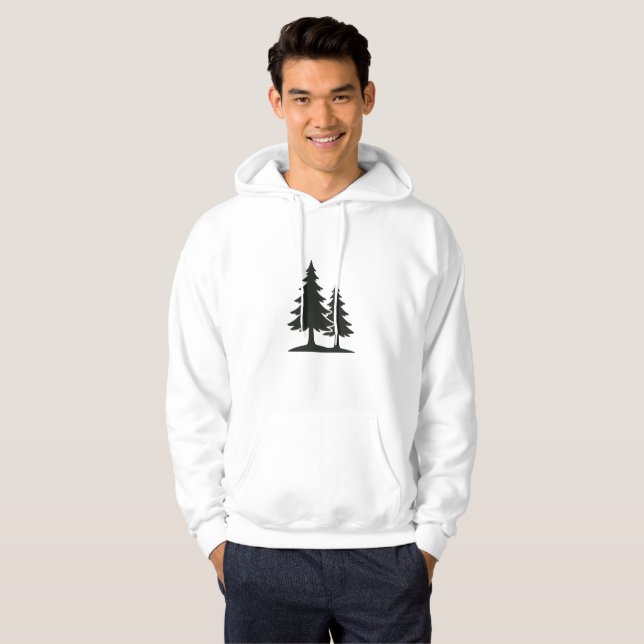 Serene Pine Tree Silhouette Hoodie (Front Full)