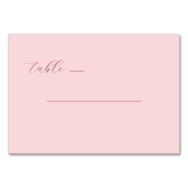 Serene Pink Minimalist Line Table Number (Front)