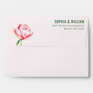 Serene Pink Minimalist Peony Envelope