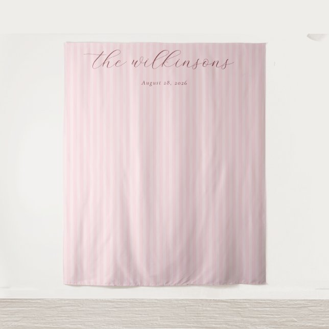 Serene Pink Vertical Stripes Tapestry (Front)