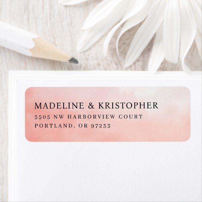 Serene Pink Watercolor Gradient Return Address Label (Insitu)