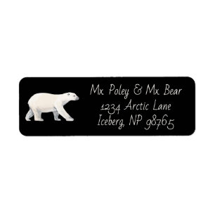 Serene Polar Bear on Black Return Address Label