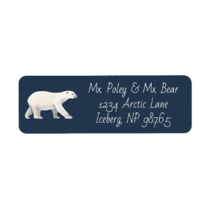 Serene Polar Bear on Midnight Blue Return Address Label