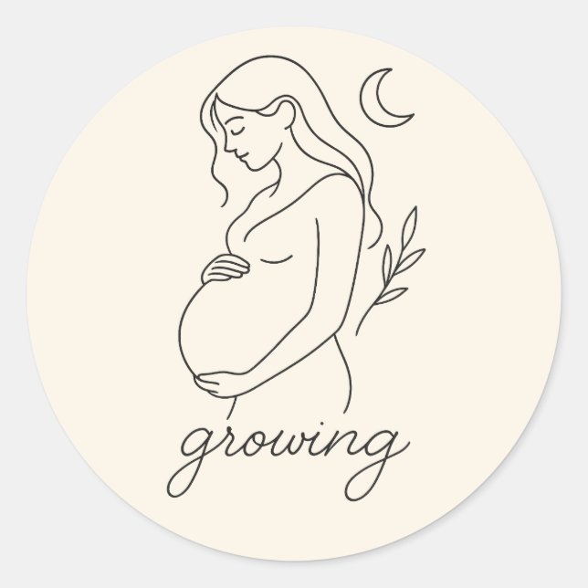 Serene Pregnancy Line Art Minimalist Sticker  (Front)