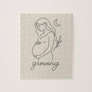 Serene Pregnancy Line Art Minimalist Sticker Jigsaw Puzzle