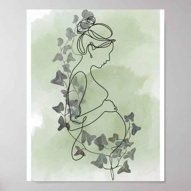 Serene Pregnancy Silhouette with Ivy Sage Water Poster (Front)