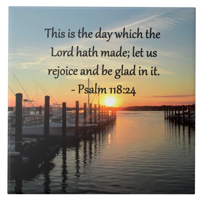 SERENE PSALM 118:24 SUNSET OVER THE LAKE CERAMIC TILE (Front)