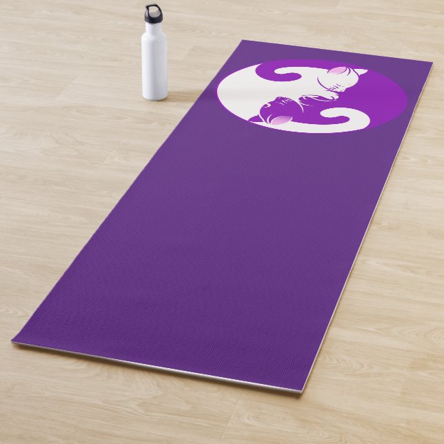 Serene Purple Yin and Yang Cat's Yoga Mat (In Situ)