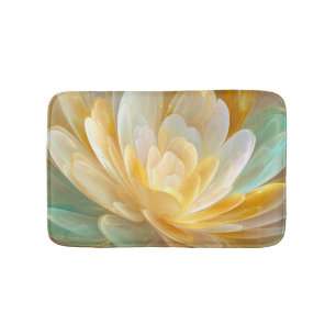 Serene Radiance of Golden and Aqua Petal Layers Bath Mat