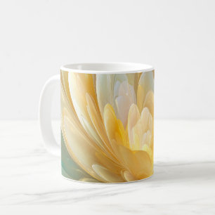 Serene Radiance of Golden and Aqua Petal Layers Coffee Mug