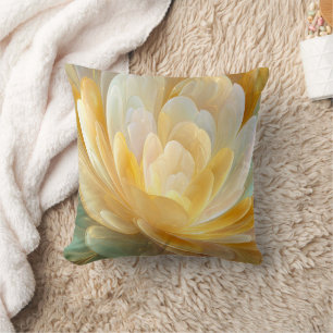 Serene Radiance of Golden and Aqua Petal Layers Cushion