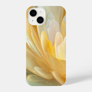 Serene Radiance of Golden and Aqua Petal Layers iPhone 14 Case