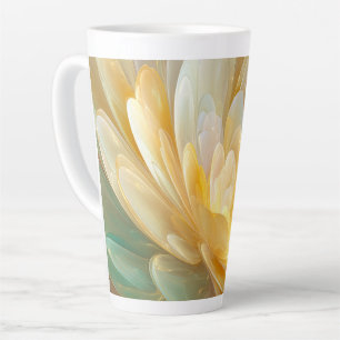Serene Radiance of Golden and Aqua Petal Layers Latte Mug