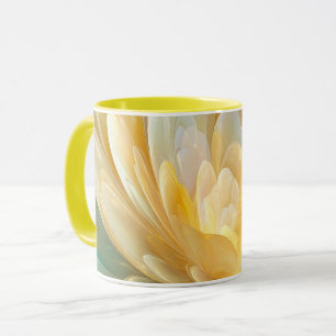 Serene Radiance of Golden and Aqua Petal Layers Mug