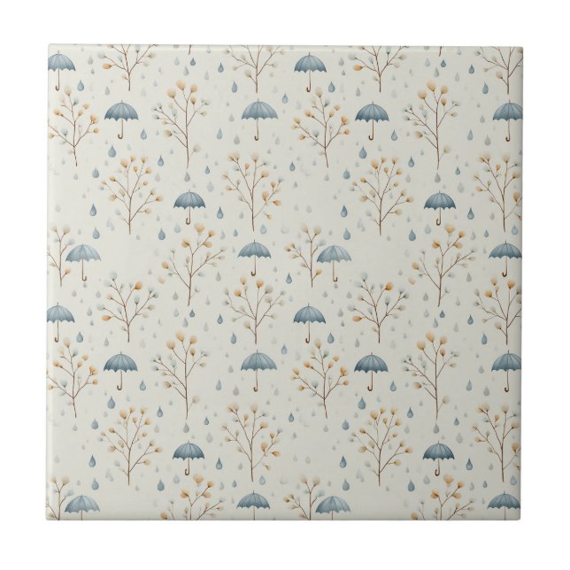 Serene Rain Garden Floral Pattern (10) Ceramic Tile (Front)