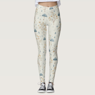 Serene Rain Garden Floral Pattern (10) Leggings