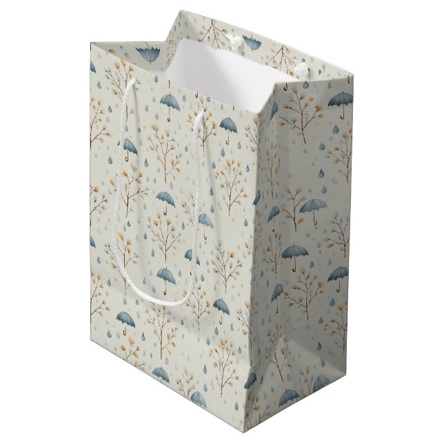 Serene Rain Garden Floral Pattern (10) Medium Gift Bag (Front Angled)